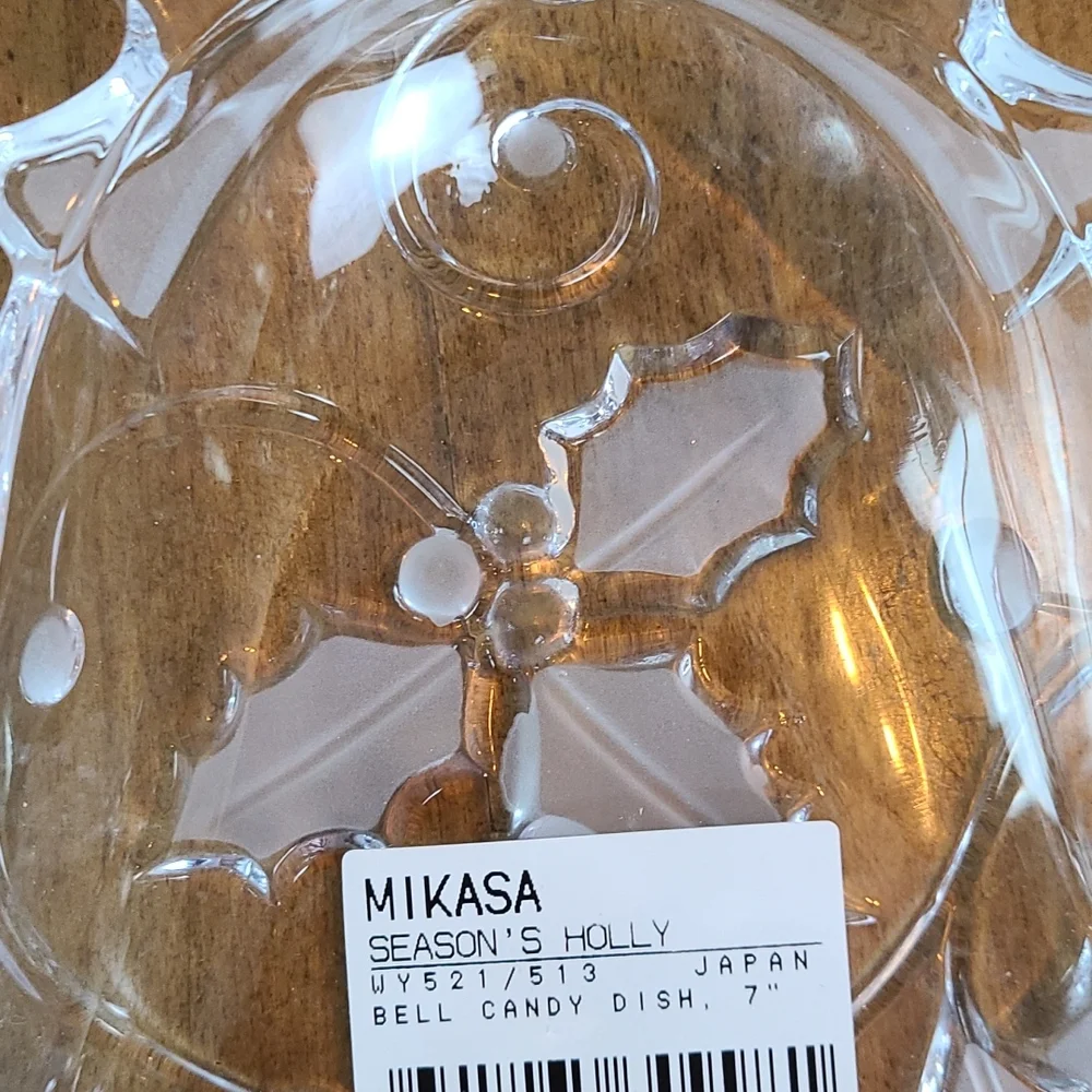 NWT Mikasa Season's Holly Bell Candy Dish